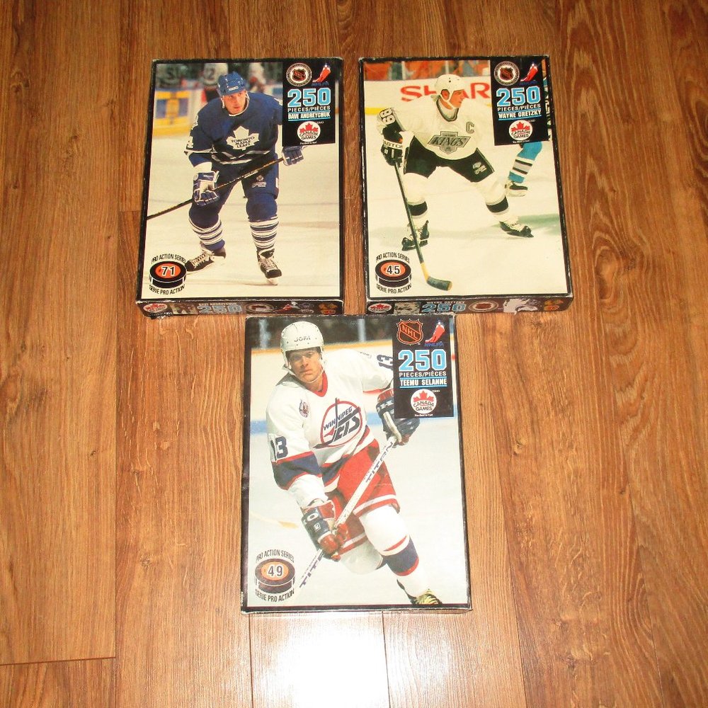 Vtg 3 Canada Games 250 Piece puzzle NEW SEALED 1994 Gretzky, Selanne, Andreychuk